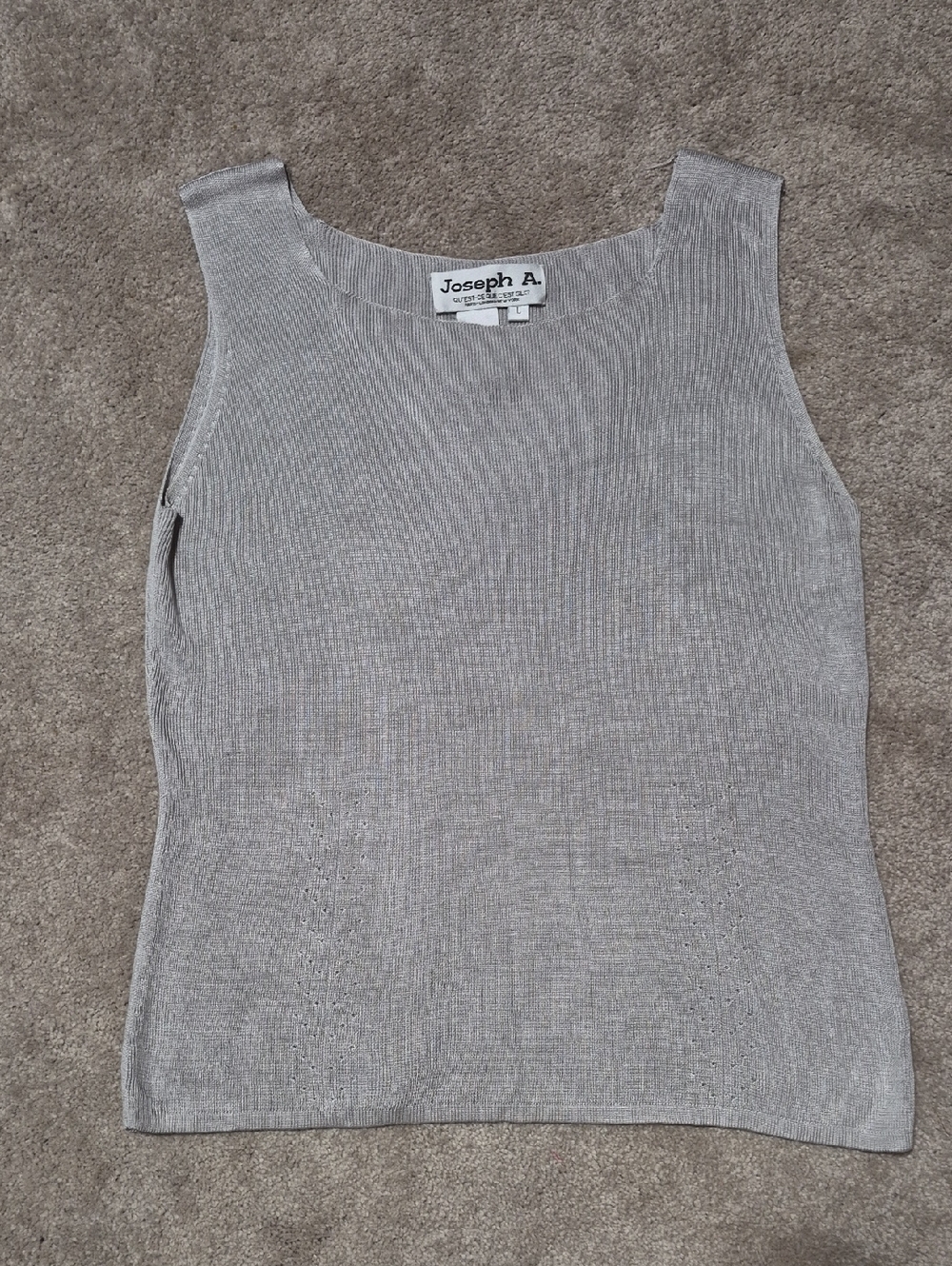 Joseph A. Ribbed Sleeveless Tank in Light Gray 100%silk Large